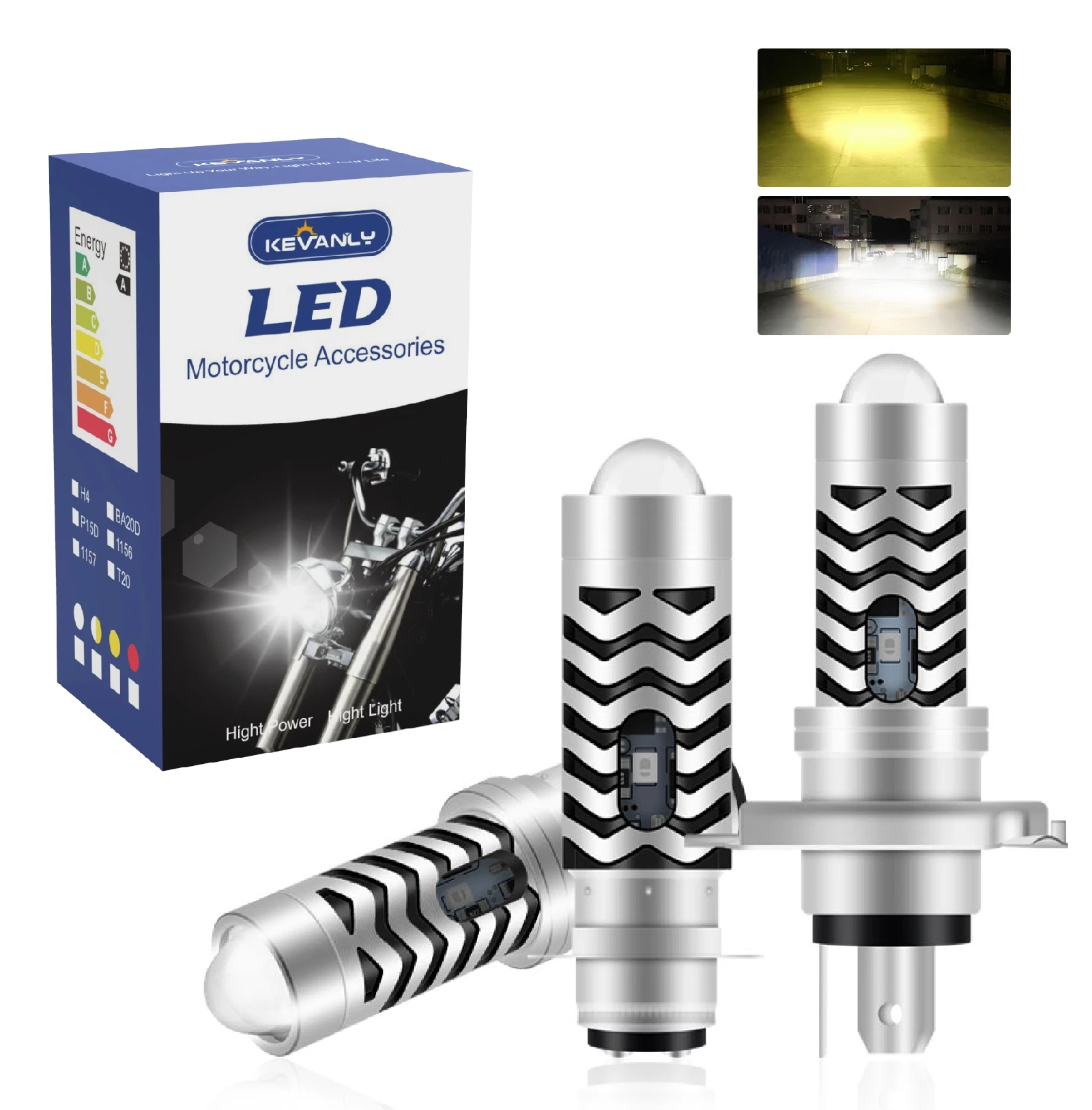 Bombillas LED para faro delantero de motocicleta, Luz antiniebla DE DOBLE Color, BA20D, S2, P15D, H6, 6000K, haz alto/bajo, 12V, accesorios para ATV, 1 piezas, H4