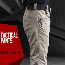 Outdoor Tactical Military Pants Men Spring Autumn Multi-pocket Elastic Straight Wear Resistant Work Trousers Casual Cargo Pants
