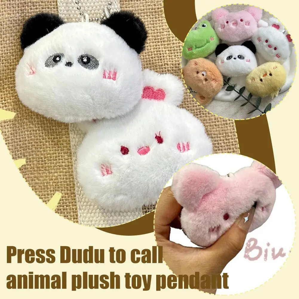 Soft Squeeze Panda Plush Keychain Cute Cartoon Pig Squeaking Rabbit Doll Chicken Toy Mini Bear Pendant Men And Women Plush 10cm