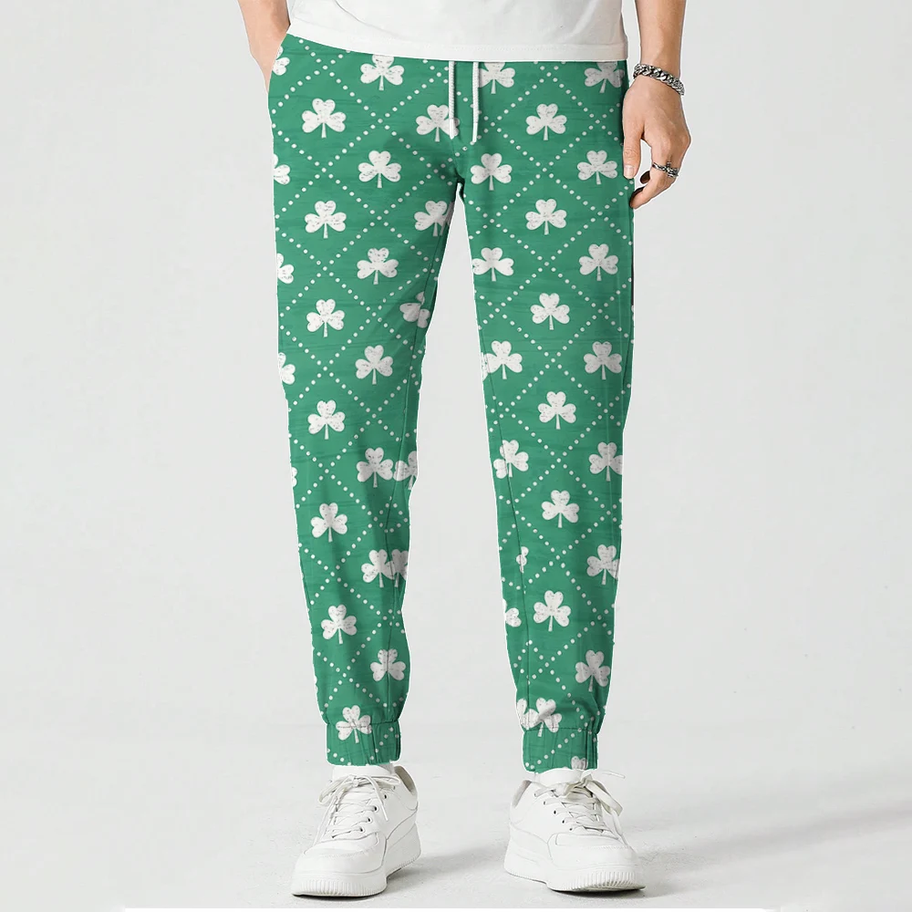 MSIEESO Irish Clover Pattern St.Patricks Day Printed Long Pants Fashion Trousers Men Women Casual Sweatpant Male Jogging Pants