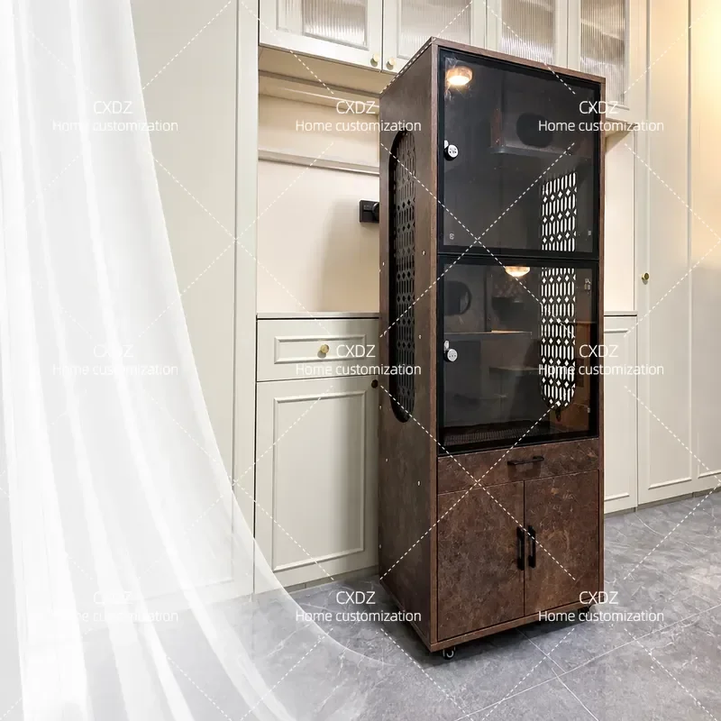 Chinchilla Cabinet Cage Solid Wood Villa Cage Aluminum Bag Border Anti-gnawing and Bite-resistant Pet Air Conditioning