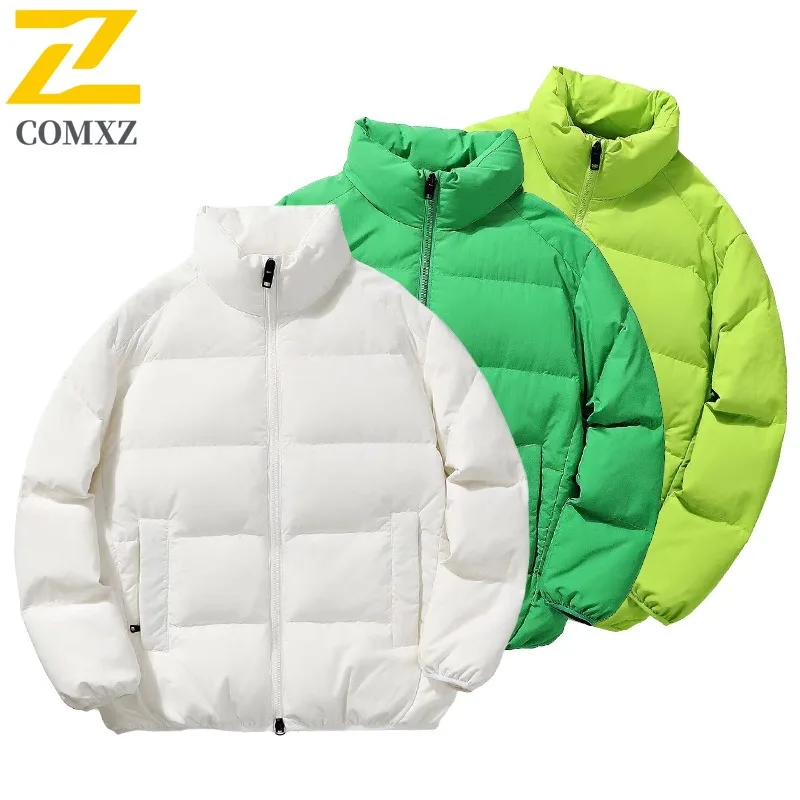 COMXZ Luxury Mens Lightweight Down Jacket 90% Duck Down Winter Coat Outdoor Hiking Stand Collar Fashion Windproof Puffer Coat