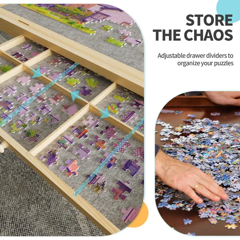 Tinggi Dapat Disesuaikan Papan Puzzle Bergerak Mainan Puzzle Anak-anak Meja Permainan Meja Blok Bangunan Multifungsi