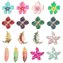 3pcs/Lot French Stainless Steel Enamel Flower Earring DIY Charms Women Leaf Clover Necklace Pendant Starfish Jewelry