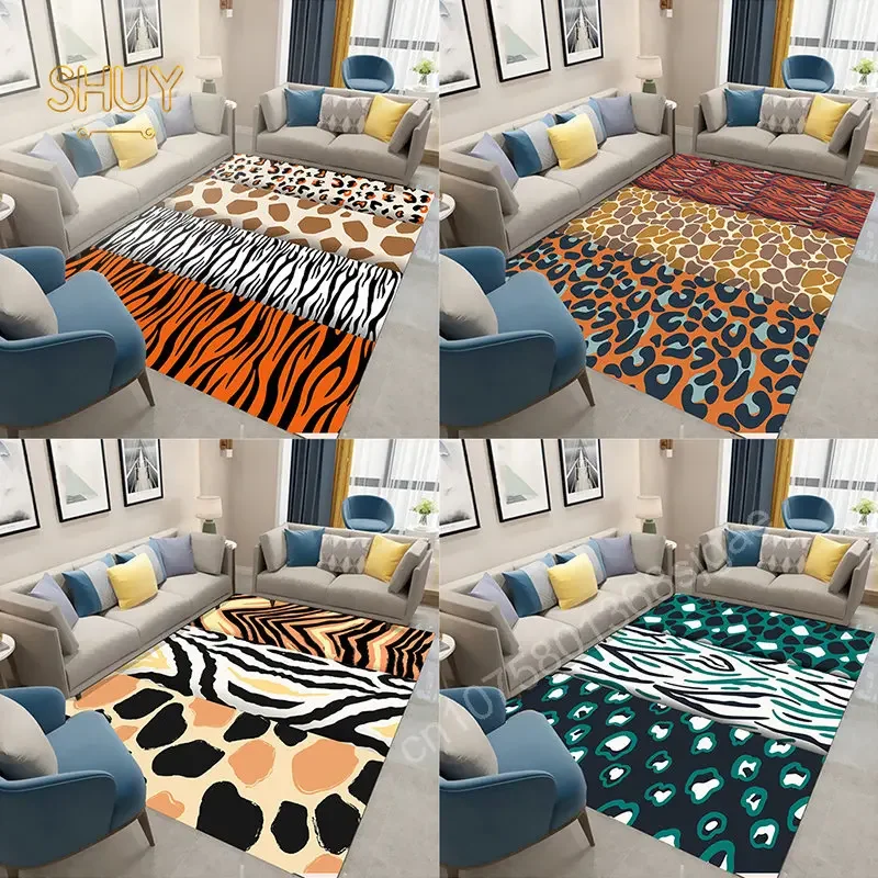 Fashion Grain Pattern Carpet Anti-slip Rugs on The Floor Living Room Printed Big Carpets for Bedroom Bathroom Mat Home Decor