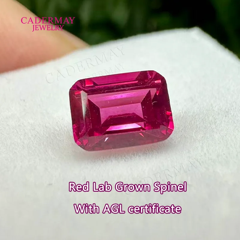 CADERMAY Jewelry Synthetic Spinel 5x7mm 6x8mm Emerald Cut Red Lab Grown Spinel Loose Stones For Jewelry Making