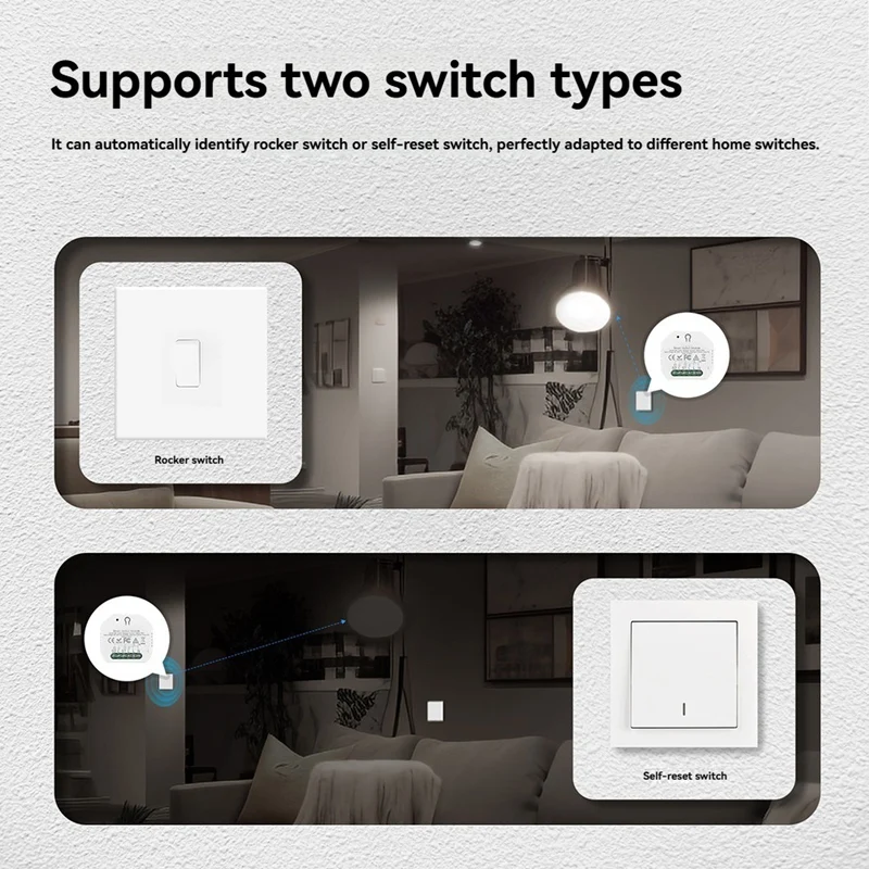 3CGRO-Tuya Wifi Switch Module Shared Control Smart Automation Relay Timer App Remote Control Work With Alexa App