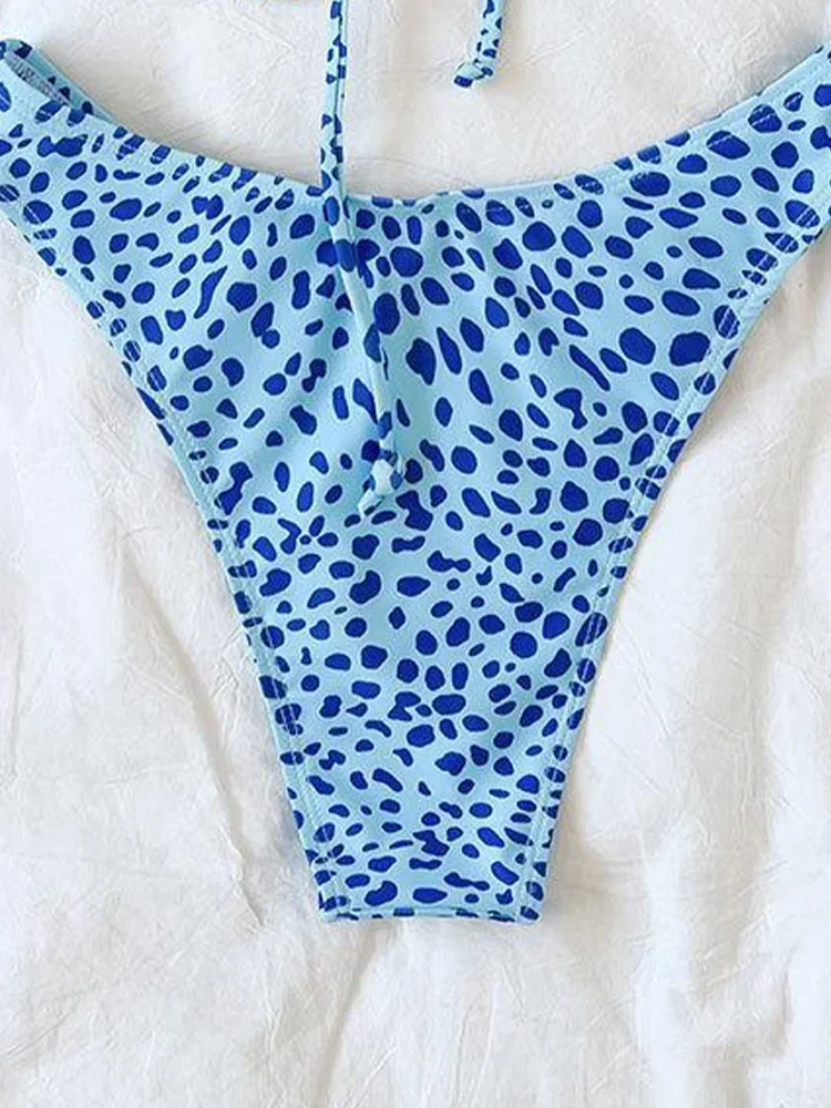 Сексуальный комплект бикини без бретелек с принтом, женский купальник со шнуровкой и разрезом, пляжные бикини с высокой талией, новинка 2025 года, летний купальник, комплект бикини