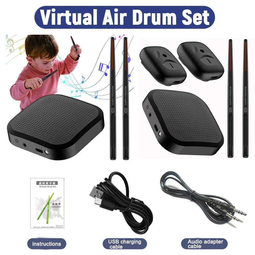 

Air Drum with Drumsticks Portable Virtual Reality Drum Kit Professional Smart Electronic Drum Set for Beginners Children Adults