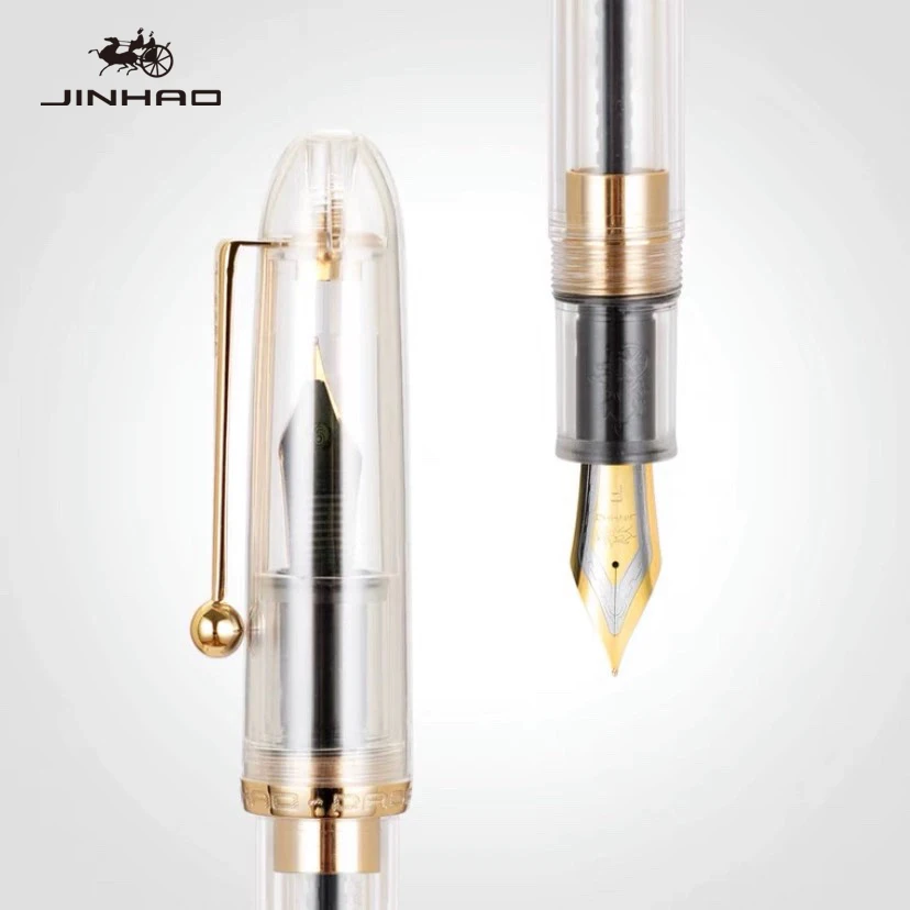 

JINHAO 9016 Fountain Pen Acrylic Transparent Spin Pen 35MM Nib Stationery Office School Supplies Writing Gift Ink Pens