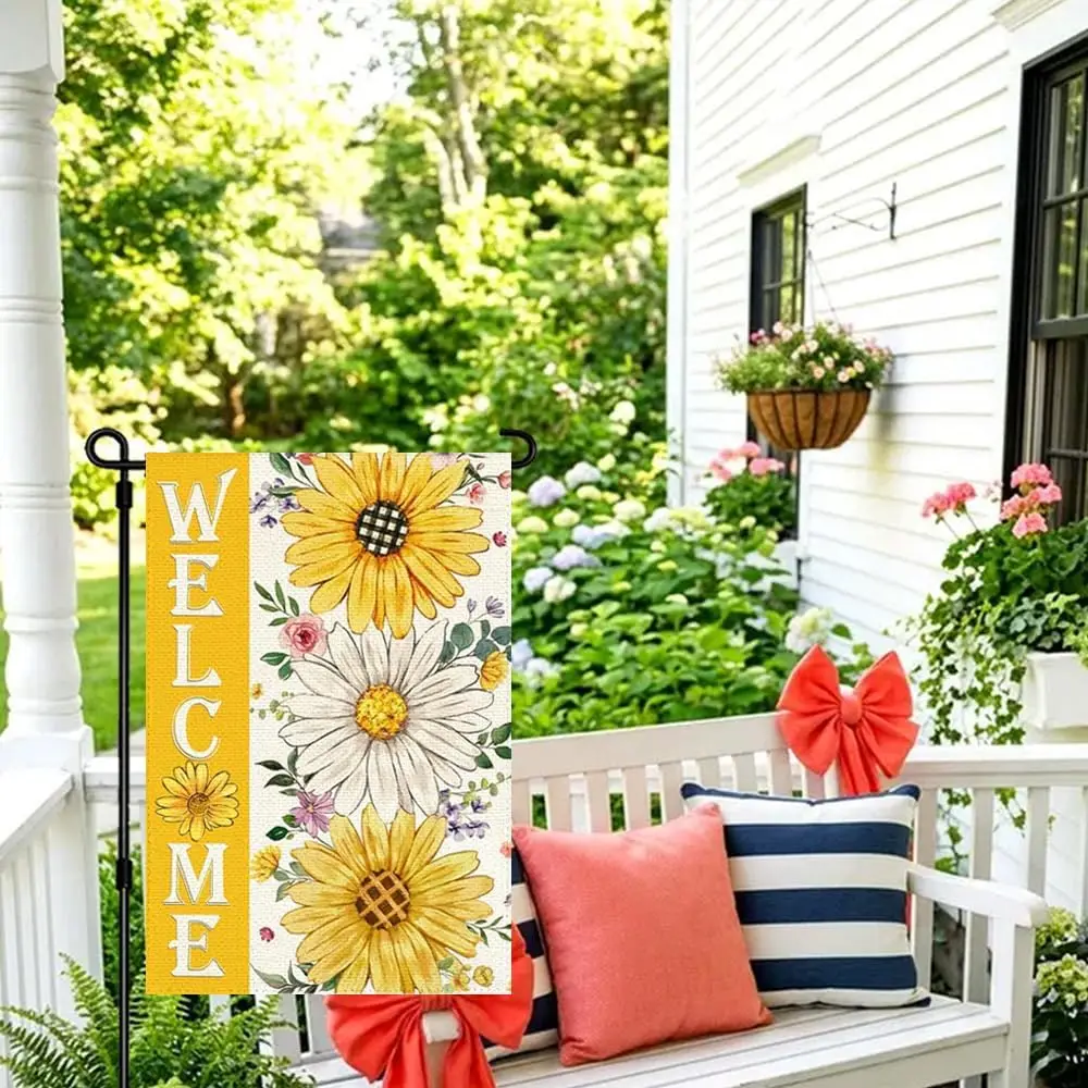 Spring Summer Garden Flag 12x18 Inch Outside Yard Porch Daisy Decor | Double Sided Weather & Fade Resistant, Sunflower W llp
