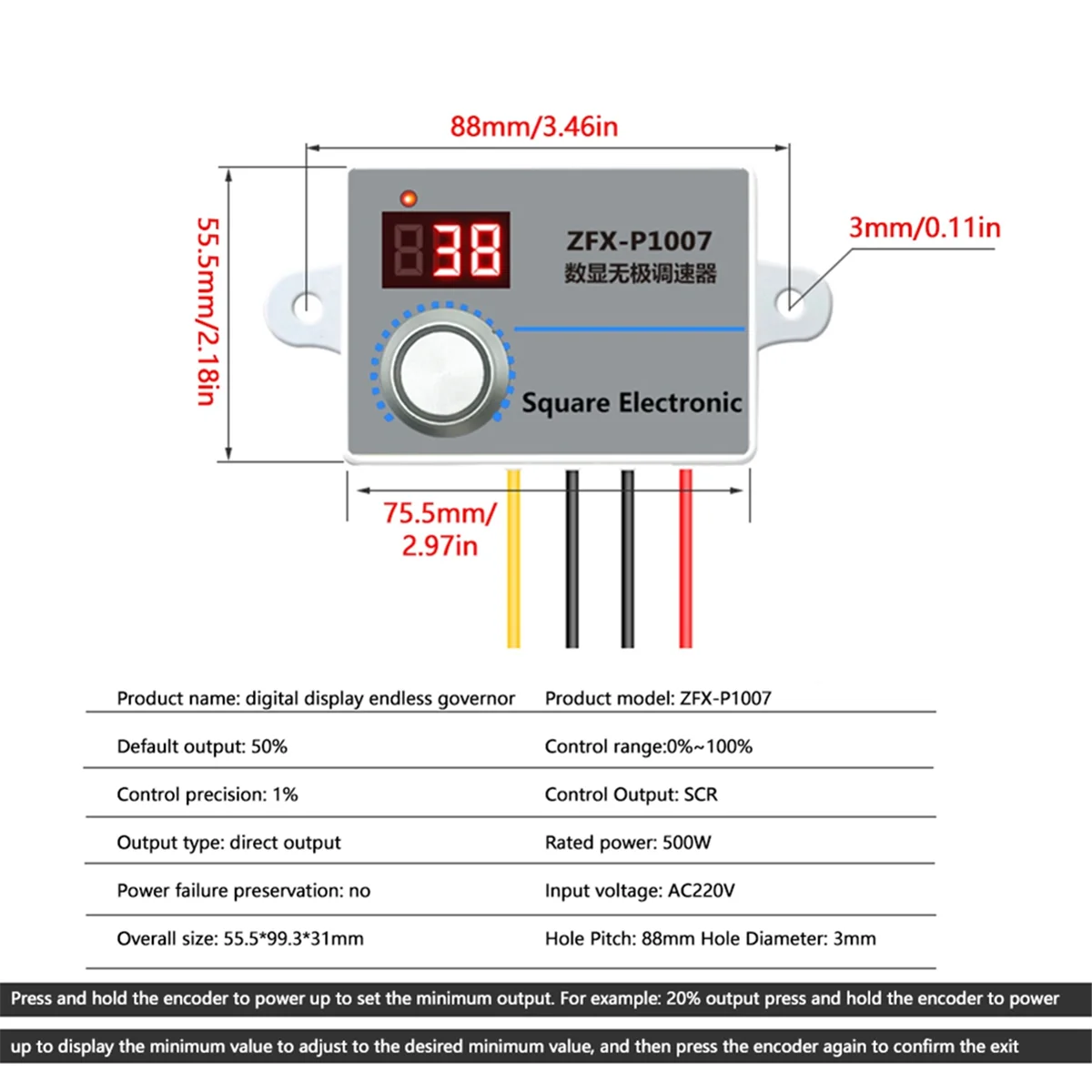 

SSR 500W Adjustable 220V Fan Switch Speed Controller Digital Display Motor Reducer Regulator Speed Controller Power Supply