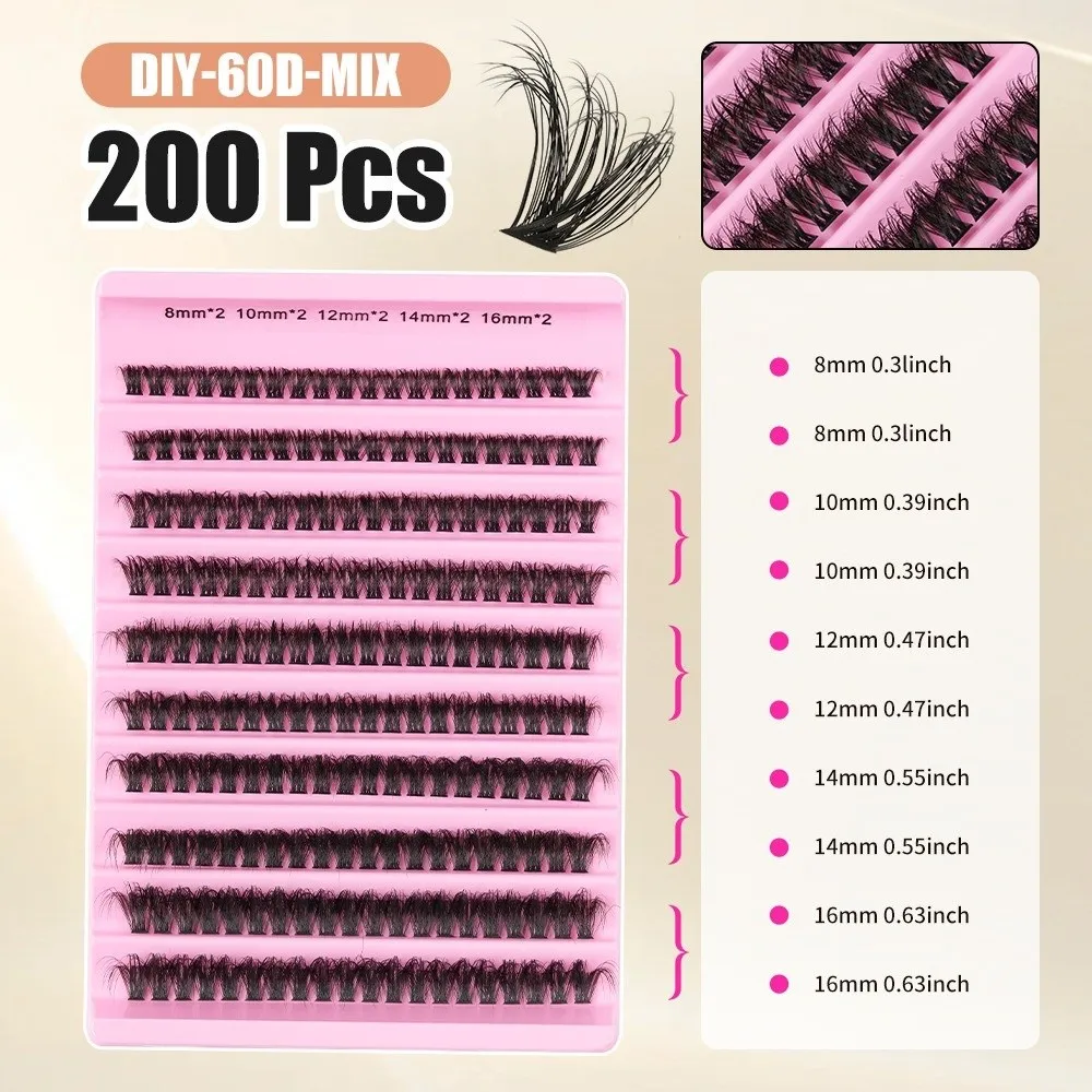 

3D Mink Effect Segmented False Eyelashes Mixed Length Natural Anime Look Cluster Lashes 8-16mm Soft Fluffy Fake Eyelash Set