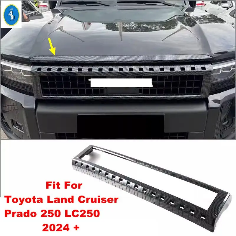 

Front Upper Middle Grille Mesh Frame Panel Cover Trim For Toyota Land Cruiser Prado 250 LC250 2024 2025 ABS Chrome Accessories