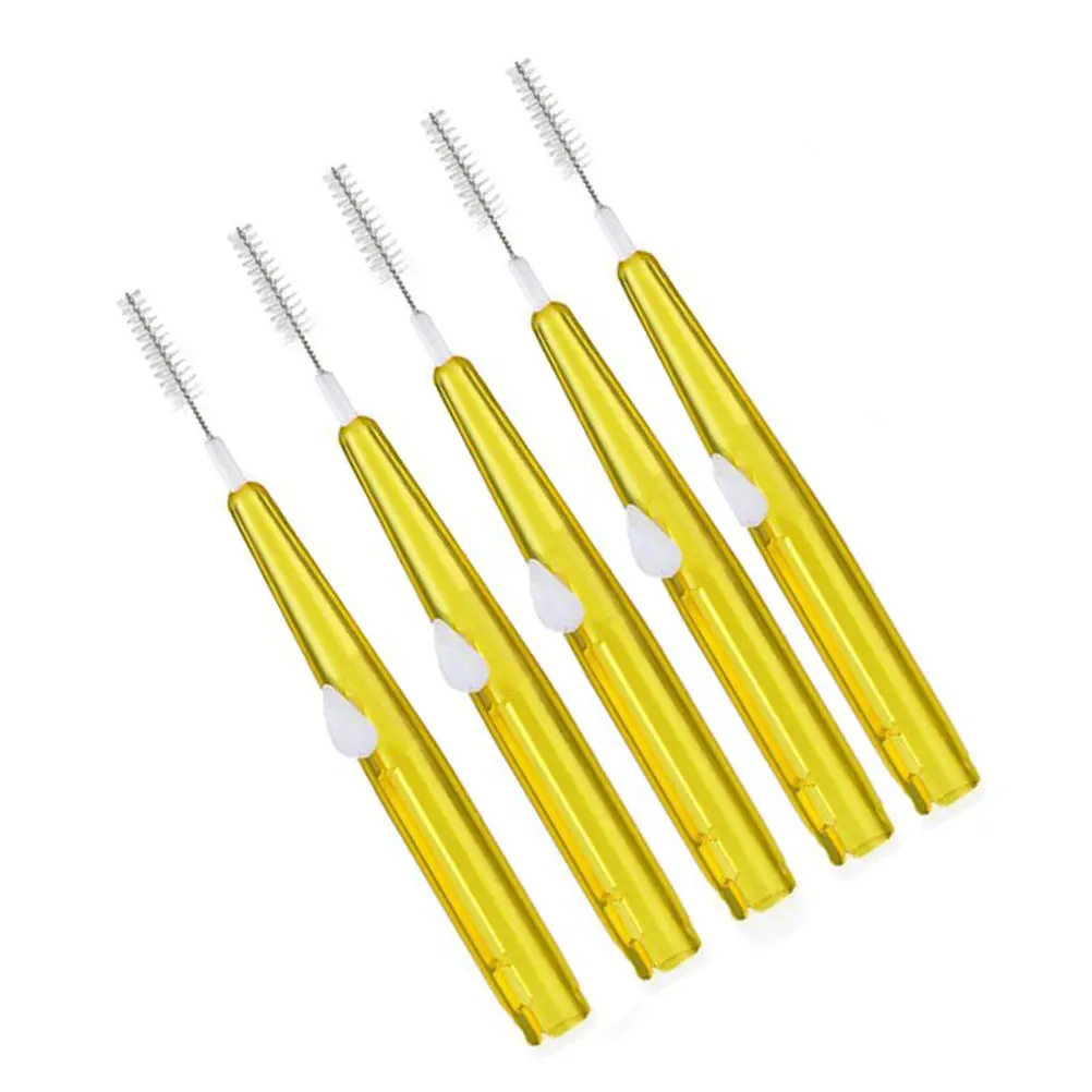 60Pcs Interdental Toothbrush Cleaner Push-Pull Plastic Coated Oral Care Tool Effective Floss Brush for Tight Teeth Spaces Braces