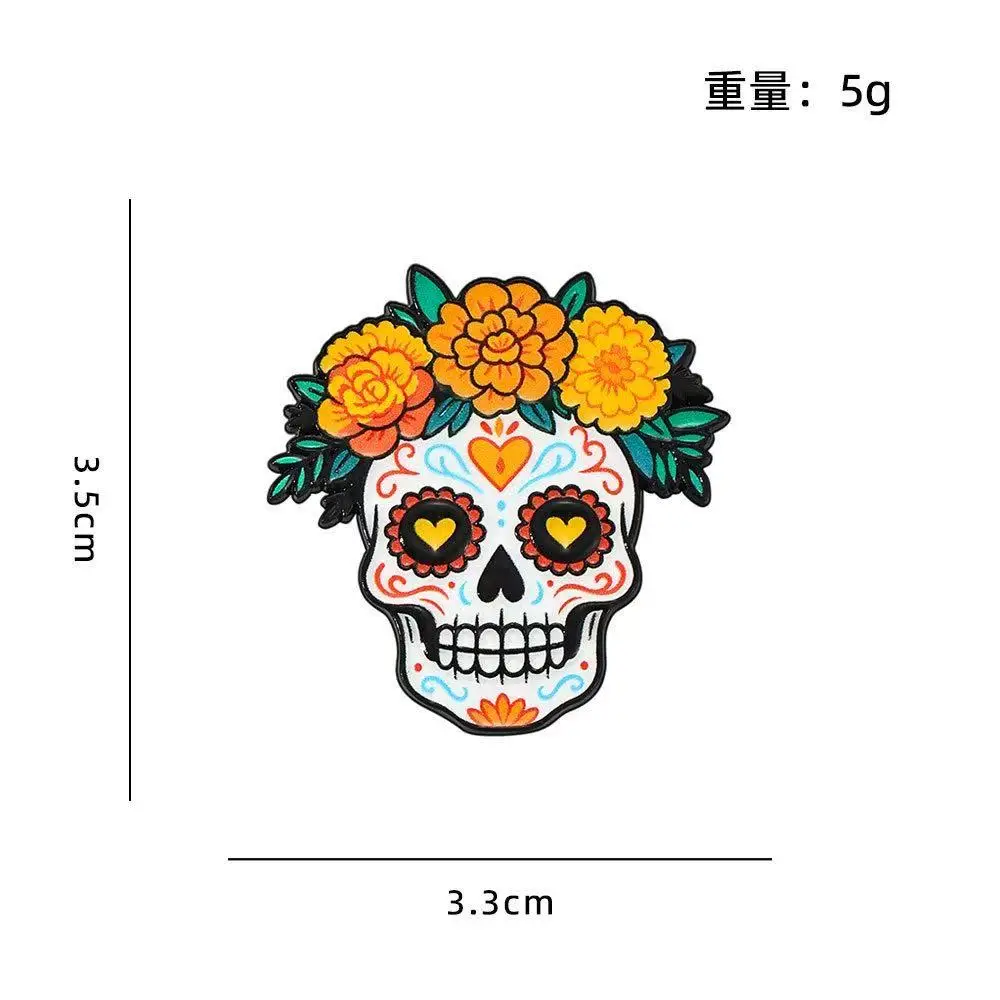 4 Pcs Day Of The Dead Skeleton Catrina Enamel Pins De Los Muertos La Mexican Festival Brooches Lapel Badge Jewelry Gifts for Fri