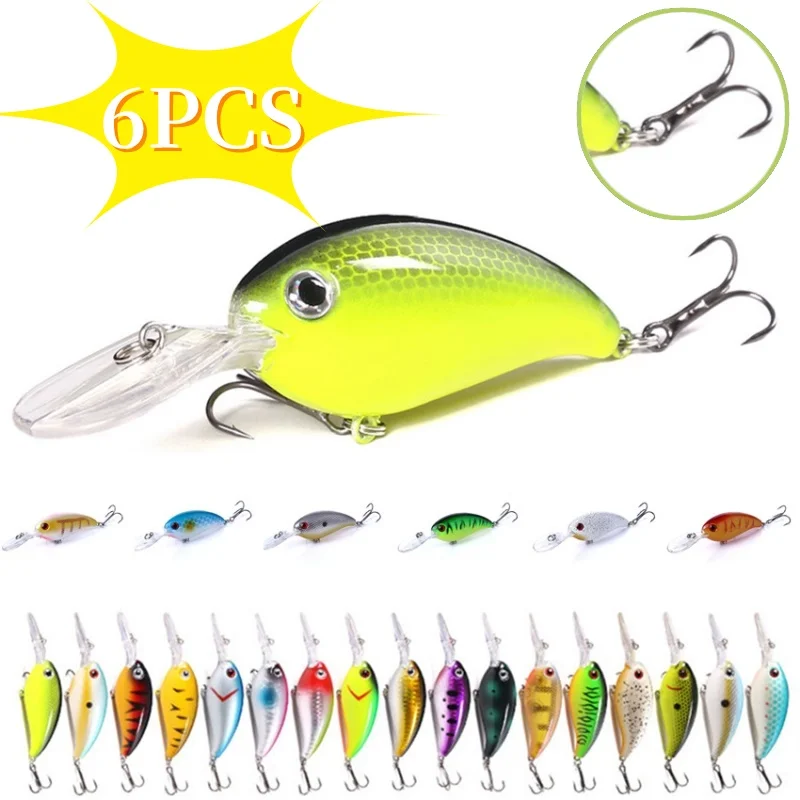 

Fishing Crank Fishing Lures Artificial Hard Baits Deep Diving Bass Lures with 3D Eyes Hard Topwater Swimbait Baits Hooks Tackle