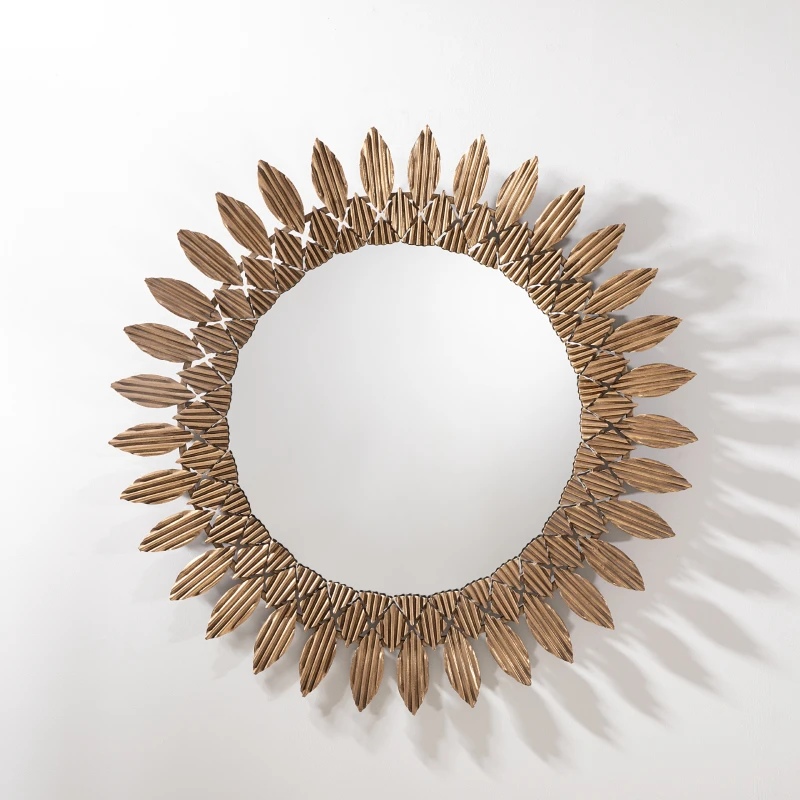 

French Decorative Mirror, Light Luxury, Wall Mounted, Artistic Atmosphere, Makeup, Bathroom, Sun Decoration, Retro