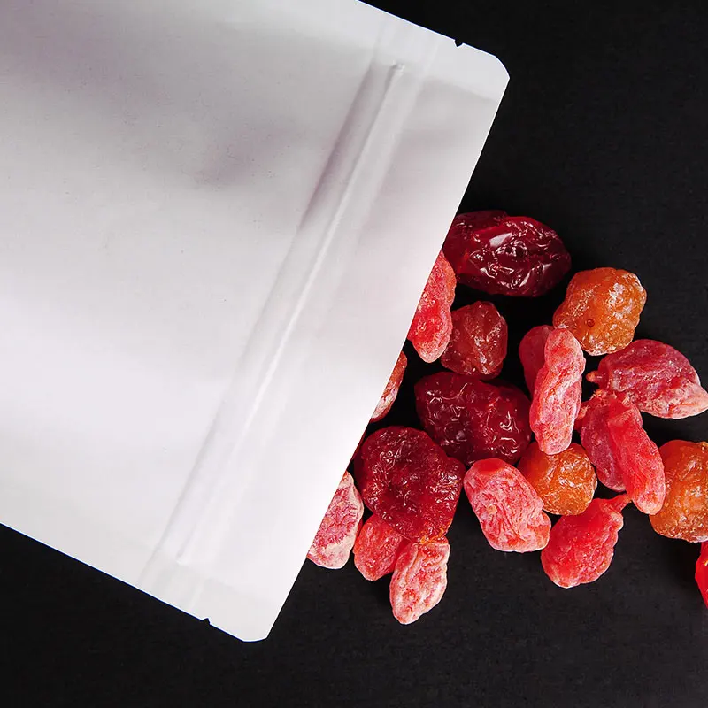 50pcs white kraft paper bags stand up Zipper/zip lock candy tea dried fruit gift packaging Moisture-proof open window pouch