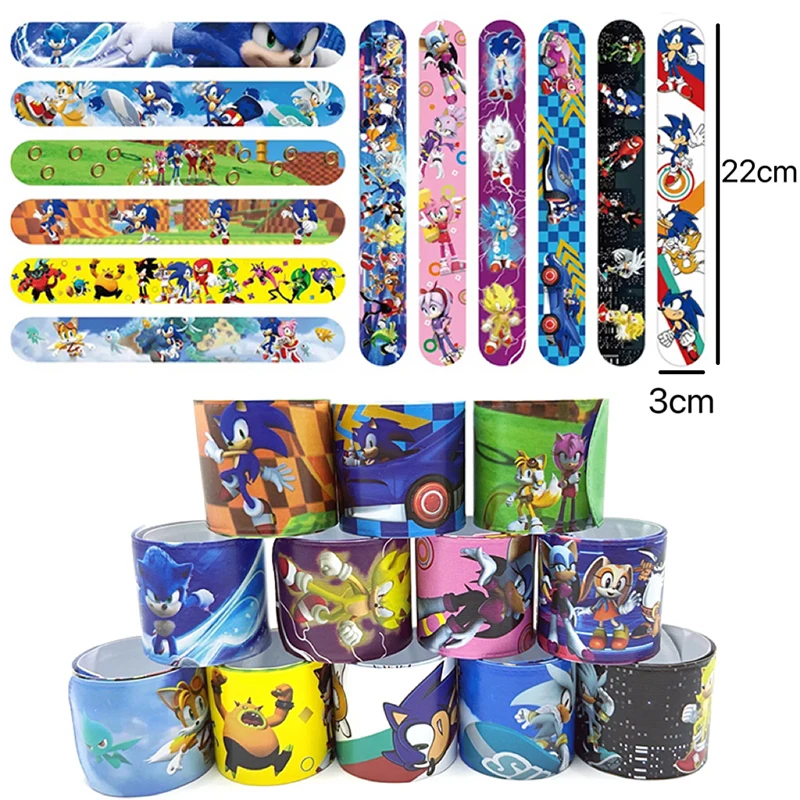 Mario Bros Sonic The Hedgehog Wrist Strap Children Clap Ring Slap Bracelets Kids Snapping Rings Toy Birthday Gift Party Product