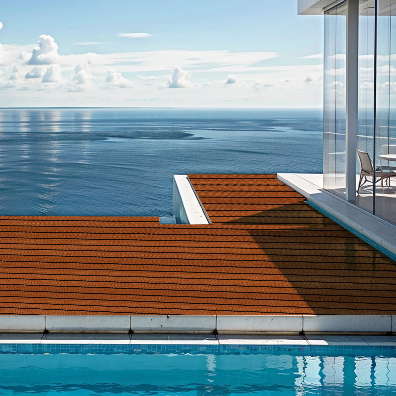 EVA 폼 데킹 시트, 240x60cm 미끄럼 방지 보트 바닥재, 셀프 접착식 해양 매트 RV 요트 카약 수영장 데크용, 인조 티크 데크 매트