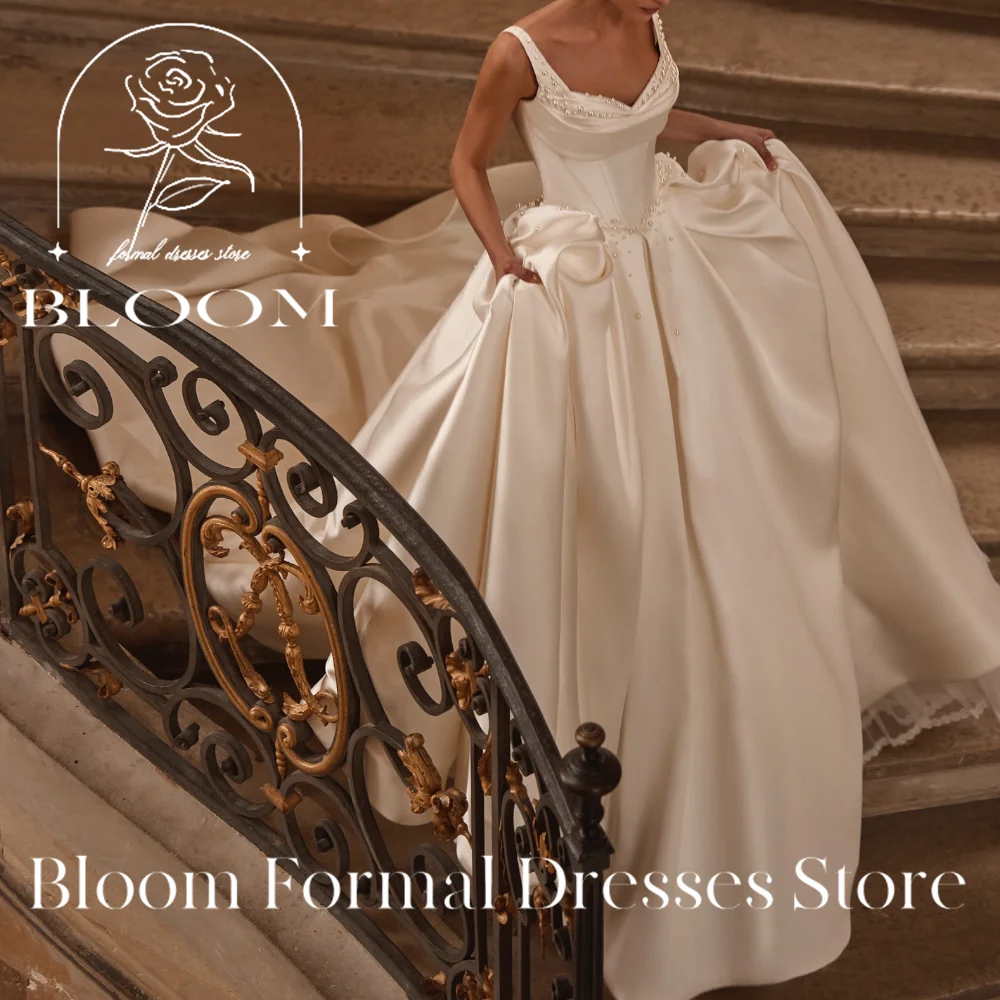 Bloom-Robe de Soirée Personnalisée à Col Carré en Clip Solide, Corset à Bretelles Spaghetti, Élégant et Luxueux