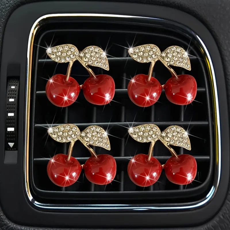 Rote Kirsche Auto-Lufterfrischer-Clip Niedlicher Auto-Aroma-Diffusor-Anhänger Kreative Mädchenhafte Auto-Innendekoration Auto-Zubehör – Detail 3