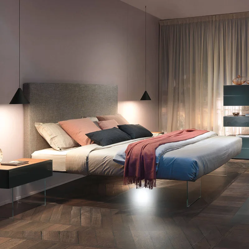 Floating bed Italian minimalist suspension bed Master bedroom light luxury 1.8 meters double