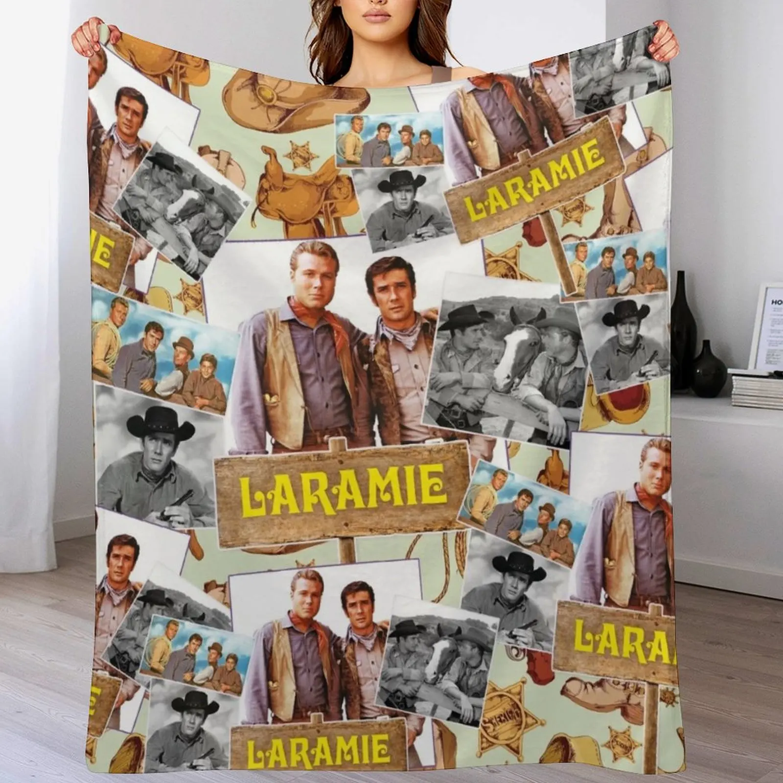 

Laramie, Western series 60s Throw Blanket decorative Vintage For Sofa Thin Thermal Blankets