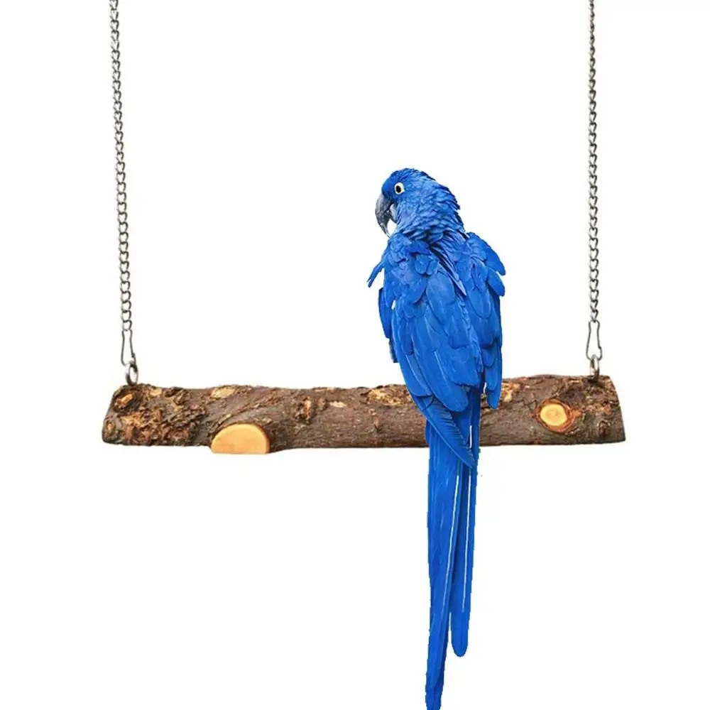 Canaries Cockatoo Natural Handmade Wooden Cage Hanging Perch Bird Swing Hammock Parrot Toys