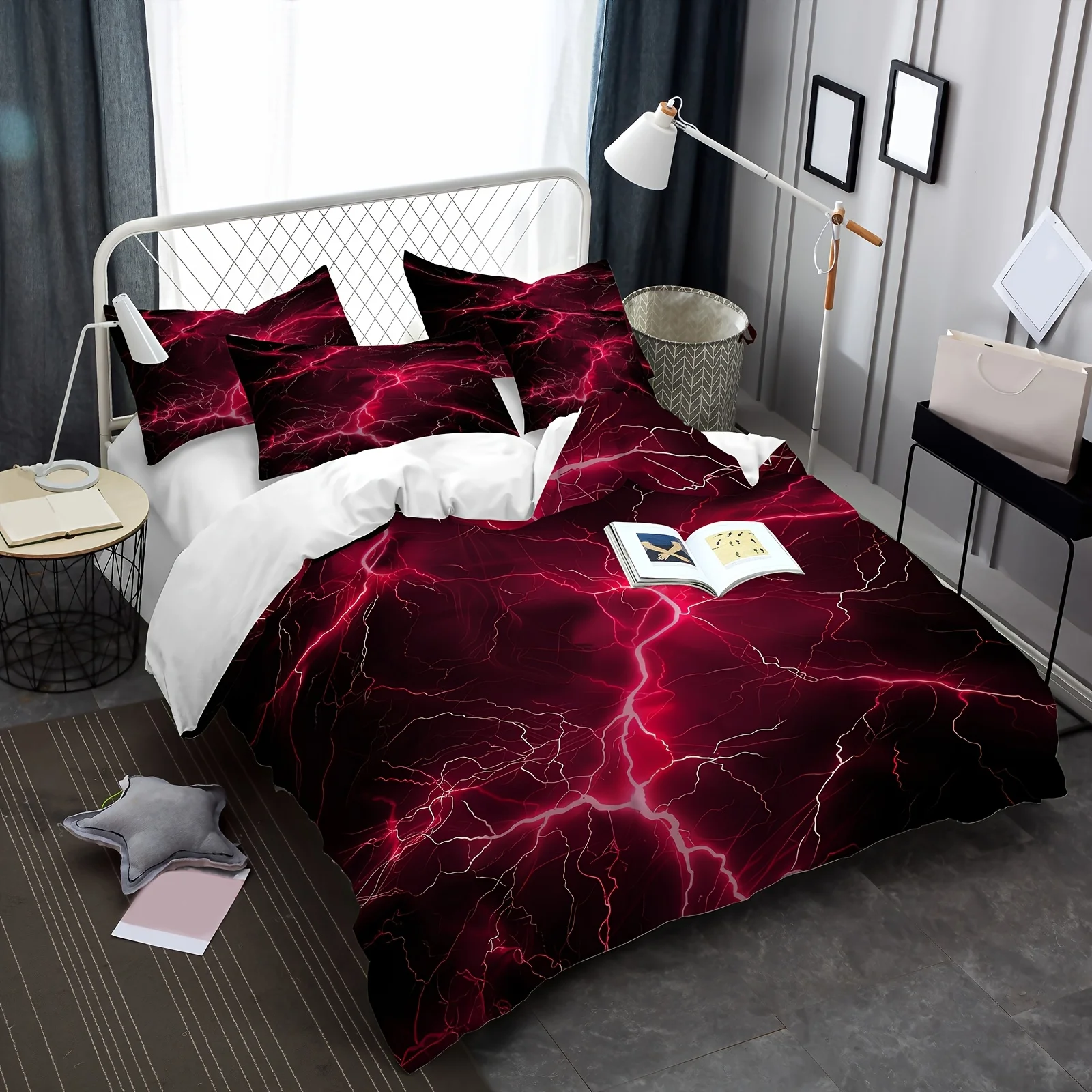 

2/3pcs Lightning Pattern Print Bedding Set for Boys And Girls Bedroom Decor, Machine Washable. Lightning Magical Gifts