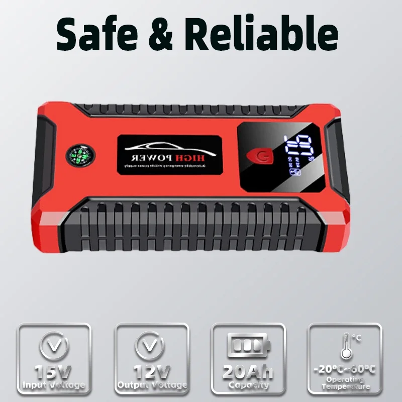 Autos tarter Autobatterie 12v 20000mah Starter werkzeug Autobatterie Not verstärker aufladen Handy Digital anzeige Batterie