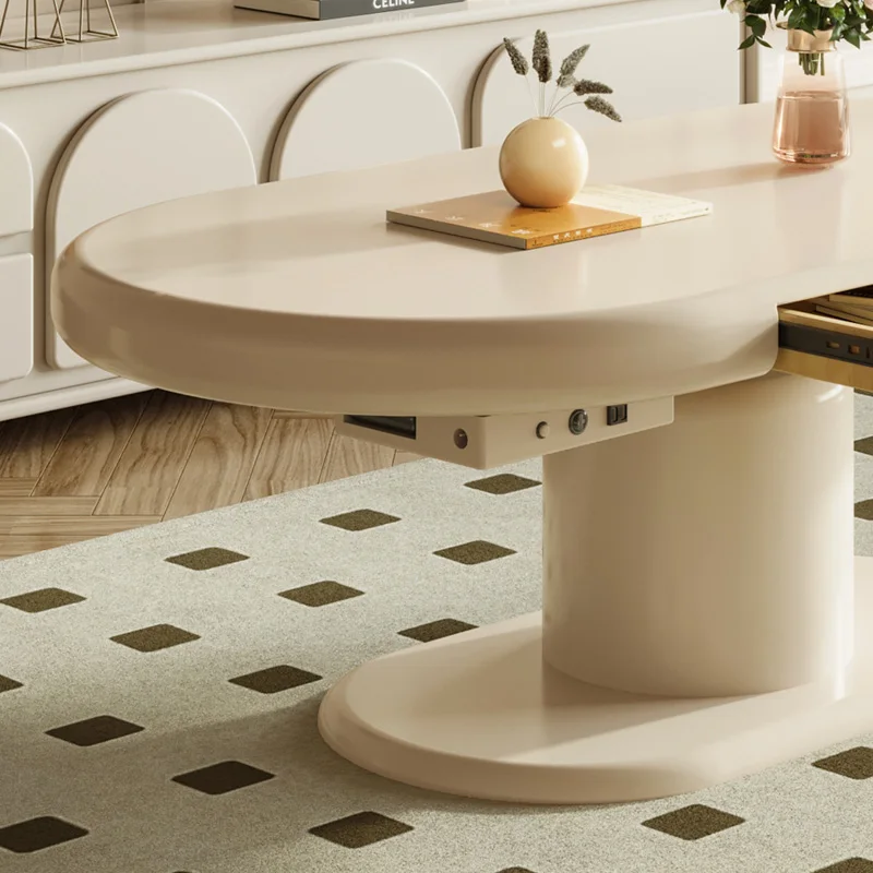 Vento creme multifuncional, mesa de centro de elevação mesa de jantar mesa de dupla finalidade