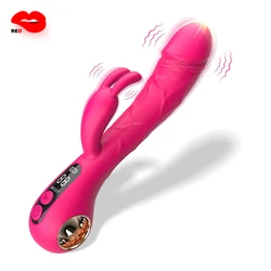 Female lcd display rabbit ear vibrator clitoris nipple gspot tease dildo stimulator vagina masturbator sex toys for women couple