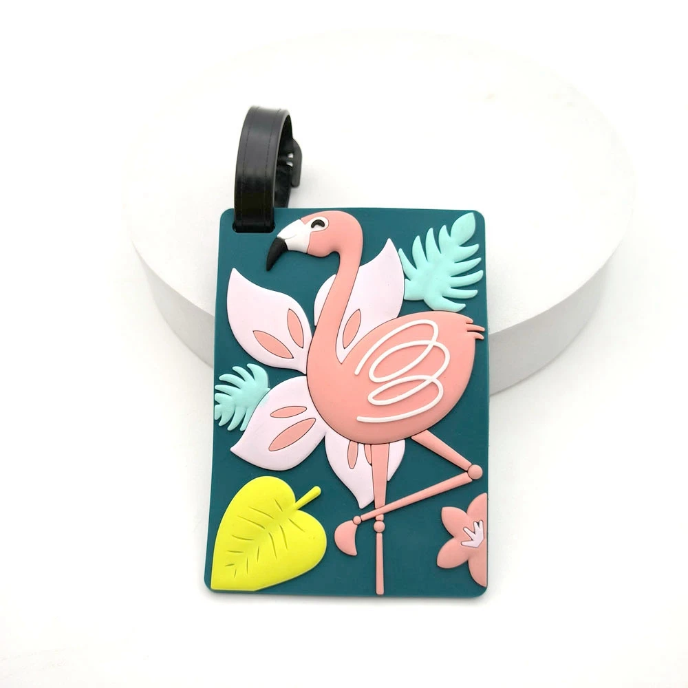 1PC Cute Cartoon Hawaiian Flamingo Silicone Luggage Tag kawaii ID Addres Holder Boarding Luggage Tag Travel Accessorie