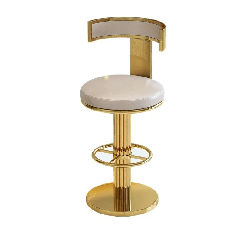 

2026 Backrest Bar Chair with Footrest Modern Gold Metal Bar Stools Chair With Back Bar Stool Can Not Up and Down