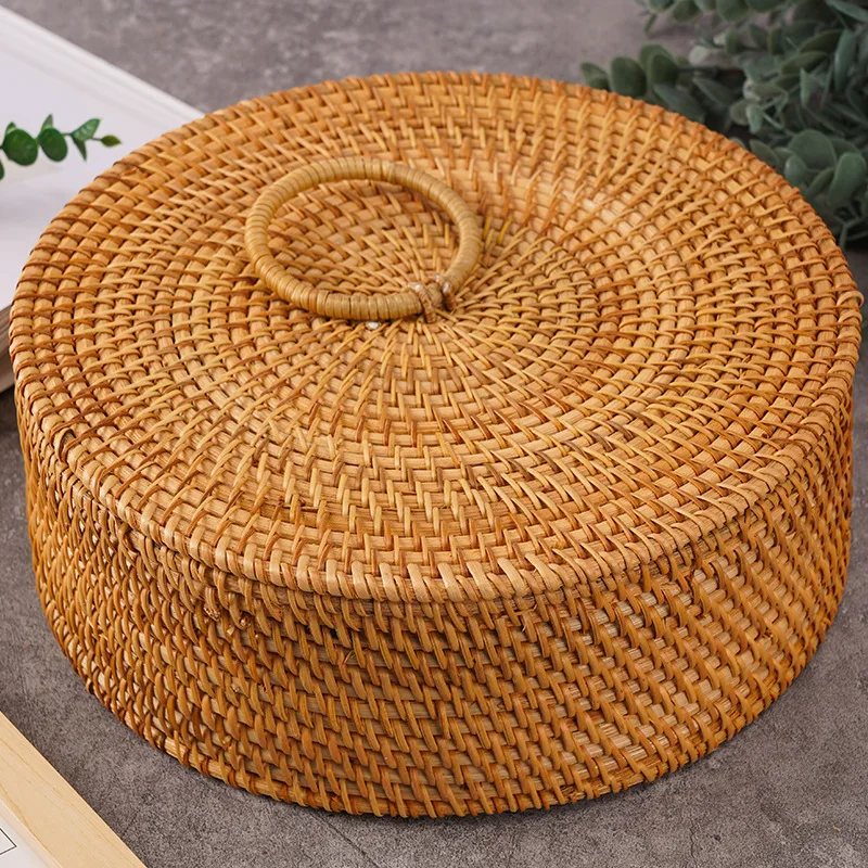 Imagem -05 - Caixa de Armazenamento Rattan com Tampa Cesta Handwoven para Doces e Lanches Estojo de Armazenamento Caixa Natural Rattan Grelha