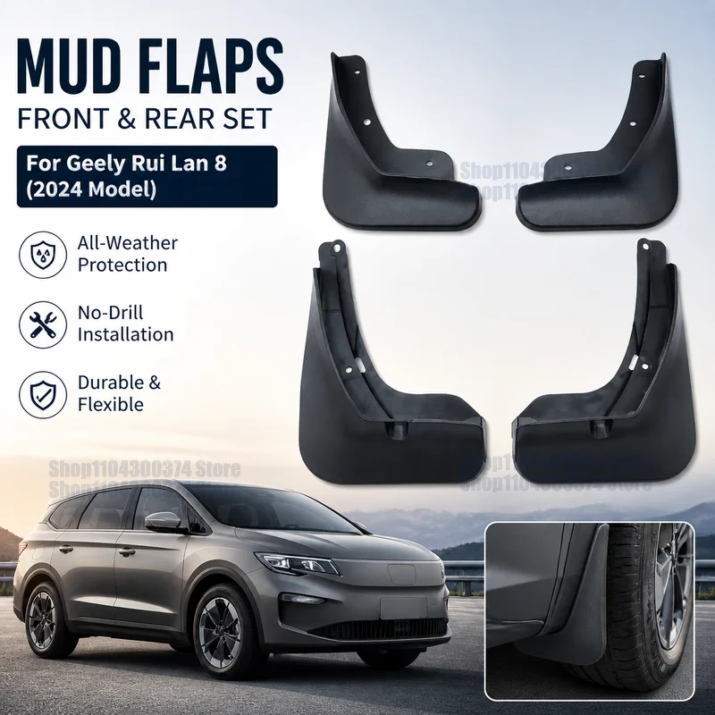 Mud Flaps for Geely Rui Lan 8 (2024 Model) Mud Guard Flap Set Dirty Splash Guard Fender Flares Front Rear Accessories
