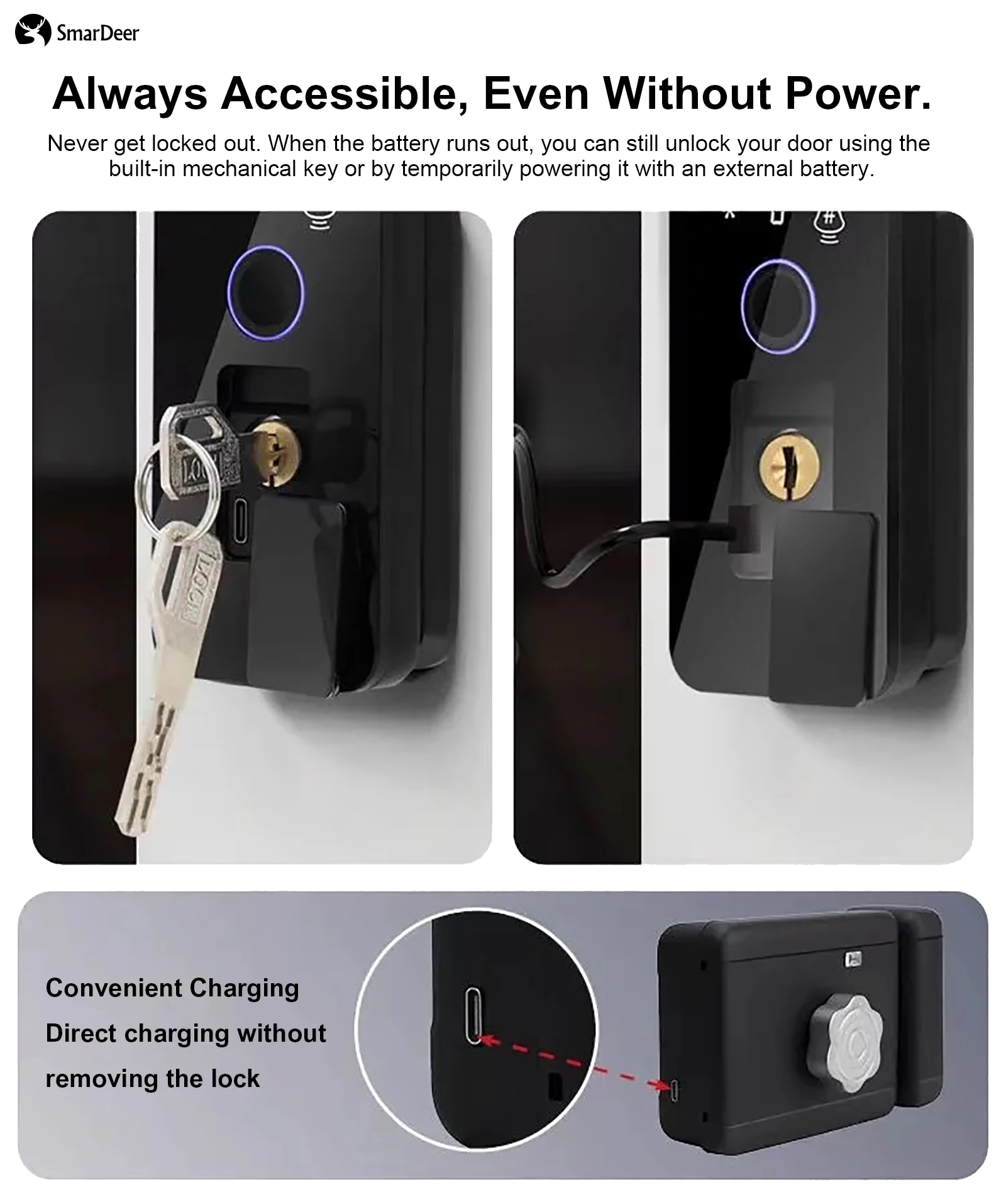 Waterproof Outdoor Smart Door Lock Fingerprint Facial Recognition Password Anti-theft Security Electronic Lock for Gate Garden view 5