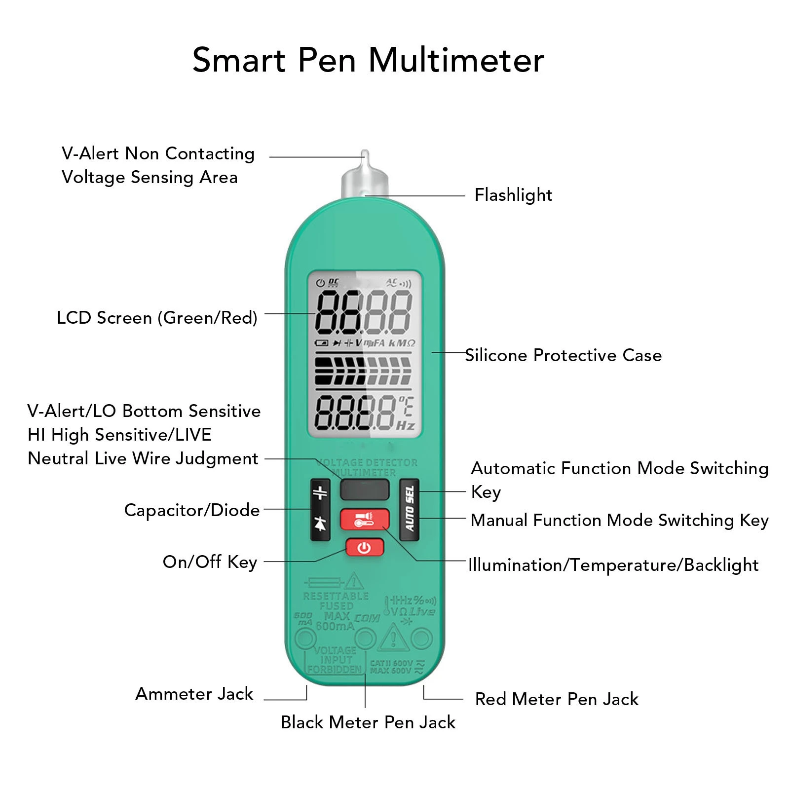 Volt Ohm Amp Meter Automatic Manual Function Switching Accurate Multifunctional Digital Multimeter for Electrician Maintenance