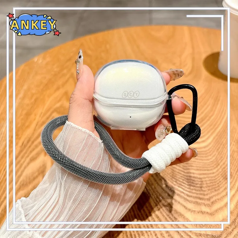 for QCY MeloBuds Pro Case HT08A Protective Transparent Clear TPU Covers Lanyard Bluetooth Earphone Shell