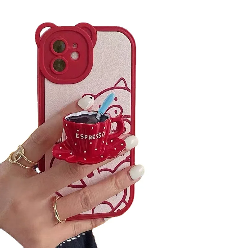 コーヒークッション電話ホルダー インニッチスタイル シンプルな漫画電話ケース 伸縮式クッションリングバックル 粘着タイプ