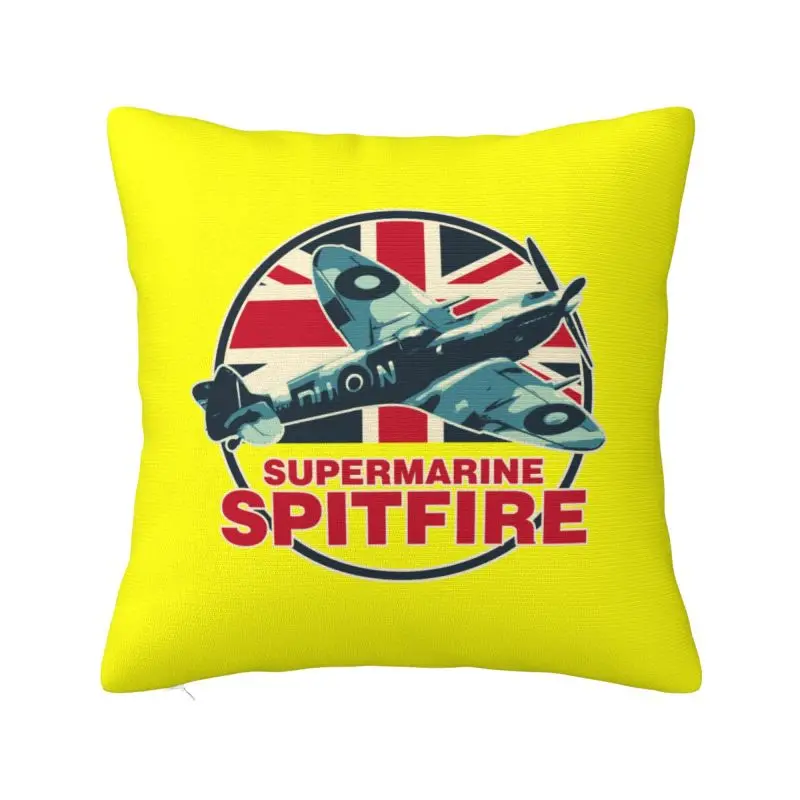 Custom Spitfires RAF Supermarine Fighter Aircraft Plane Pillow Case Airplane British ww2 UK Luxury Cushion Cover Square