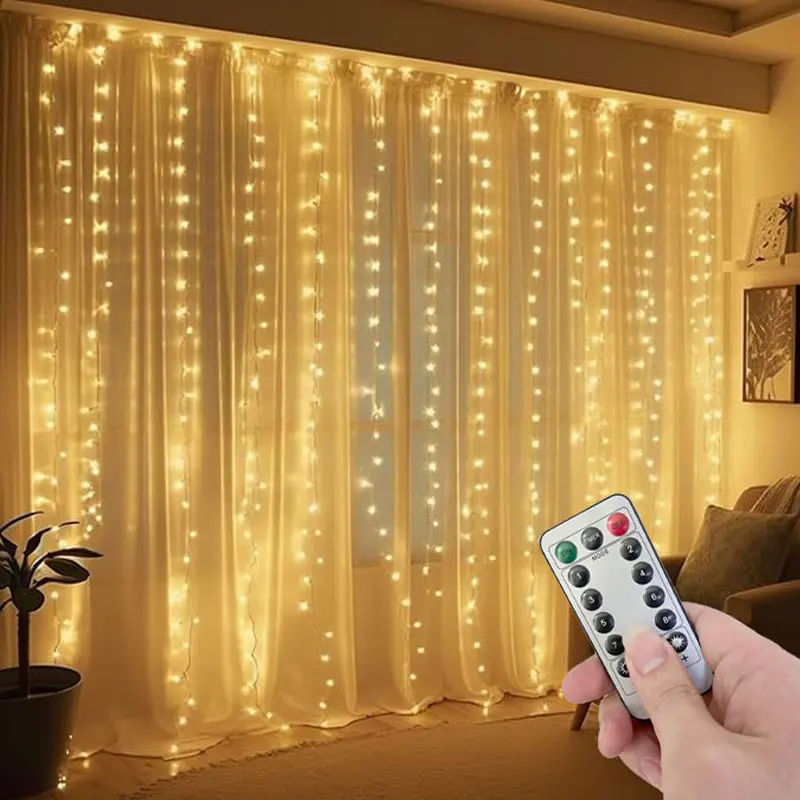 Guirnalda de luces LED con USB para decoración del hogar, cortina de luces de hadas de Navidad para dormitorio, fiesta de Navidad, colgante de Noel, Año Nuevo, 2025