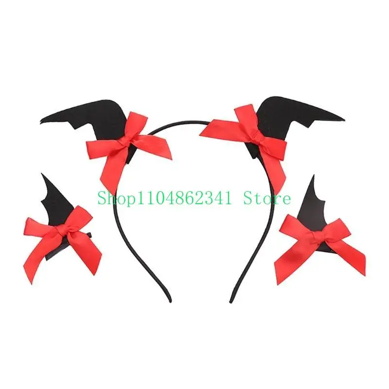 5ASD Cartoon Bat Wing Wing Hair Clip Clip Bat Set Set Halloween Hair Prop