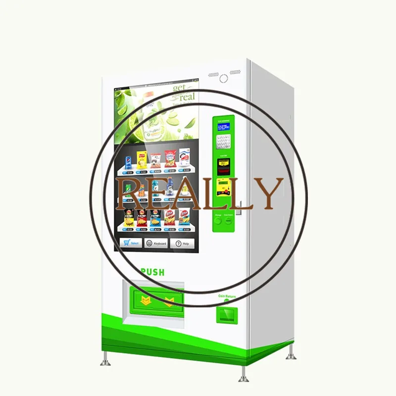 Coin Operated Big Screen Bottled Drinking Water Snacks Vending Machine with Bill Acceptor LCD Displays