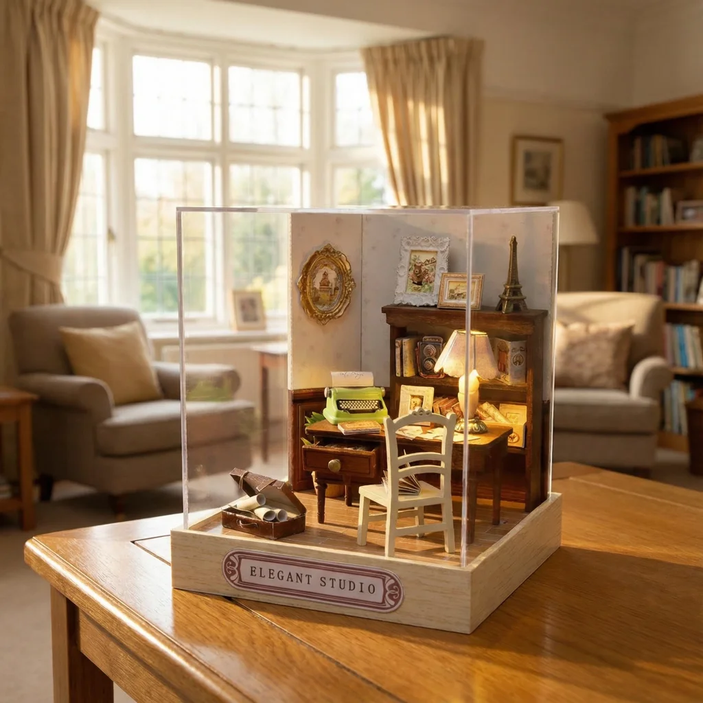 OUZEY 3D Drewniany Model Domku DIY "Przytulny Narożnik" - Kreatywny Miniaturowy Zestaw do Składania dla Dorosłych i Nastolatków, Dekoracja Domu, Prezent
