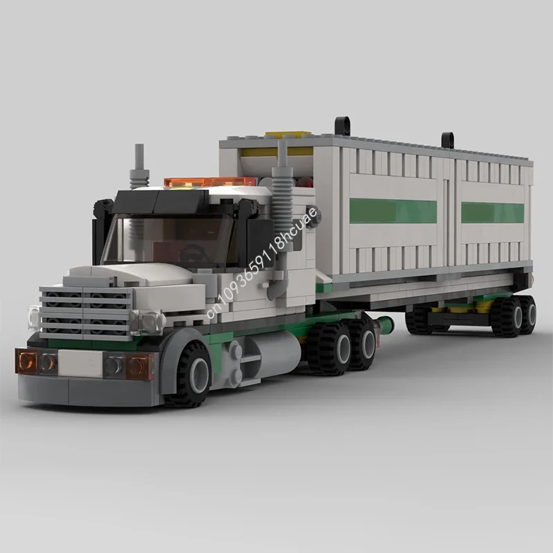 487PCS MOC Transporter Air Cargo Truck & Container Trailer Modular Model Building Blocks Stacking Bricks Creative Toys Kid Gift