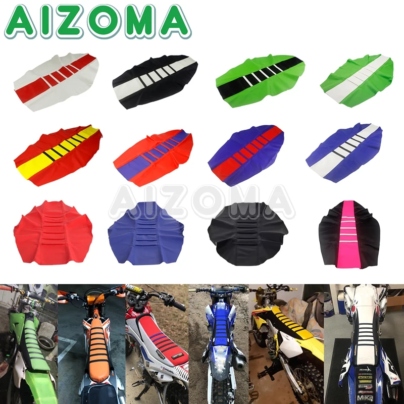 Dirt Bike Motorcycle Rubber Striped Gripper Soft Seat Cover Universal For Honda CRF XR 50 110 125 230 250 450 SX XC EXC DRM WR