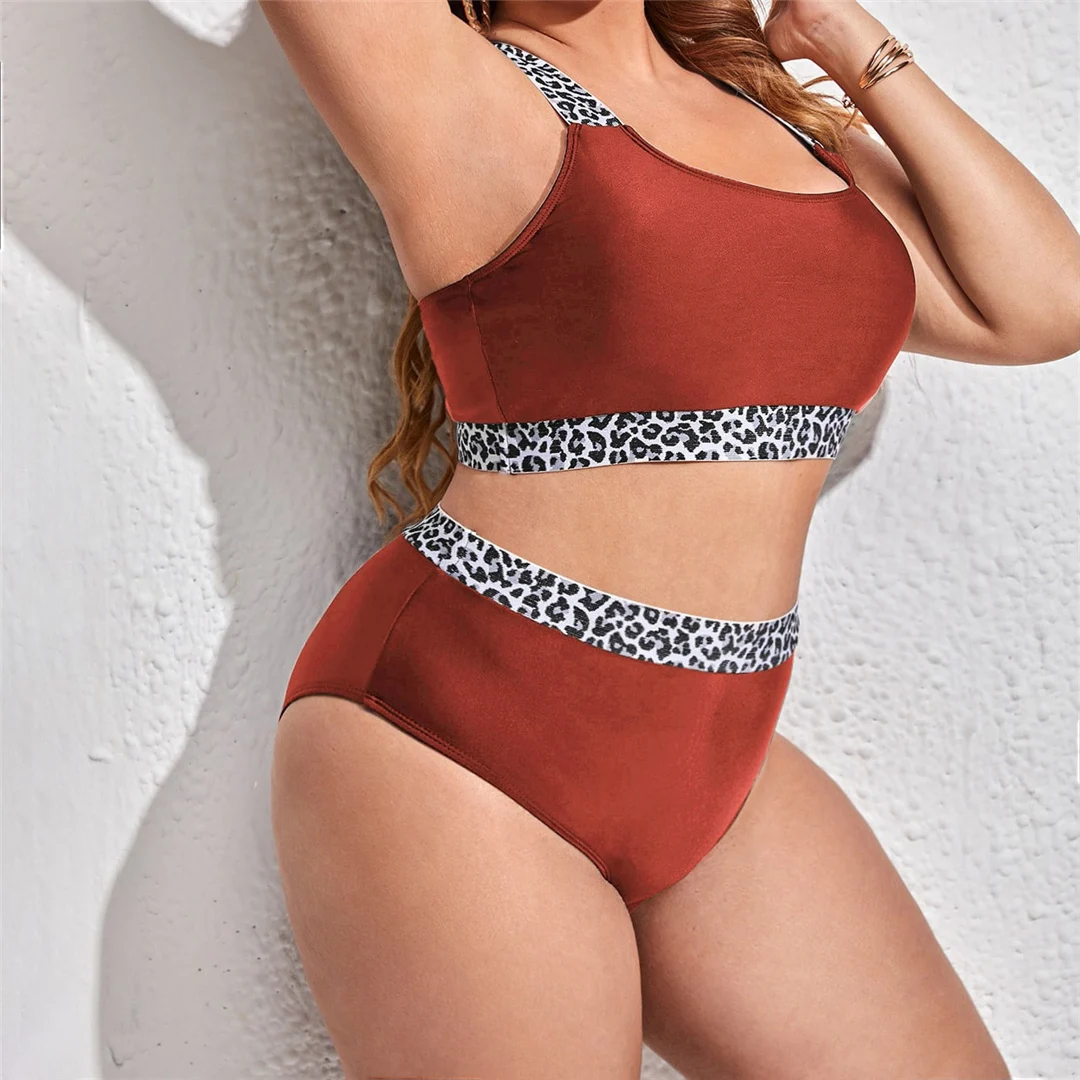 0XL - 4XL Splicing-Bikini, Plus-Size-Badebekleidung, Damen-Badeanzug, zweiteiliges Bikini-Set, Badeanzug, V3785B – Detail 9